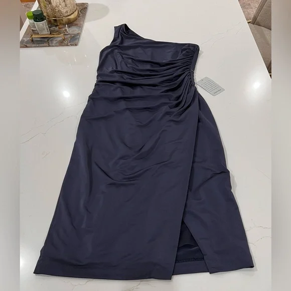 Eliza J Gray Ruched One Shoulder Cocktail Dress | Size 6 | Steel - Picture 10 of 11